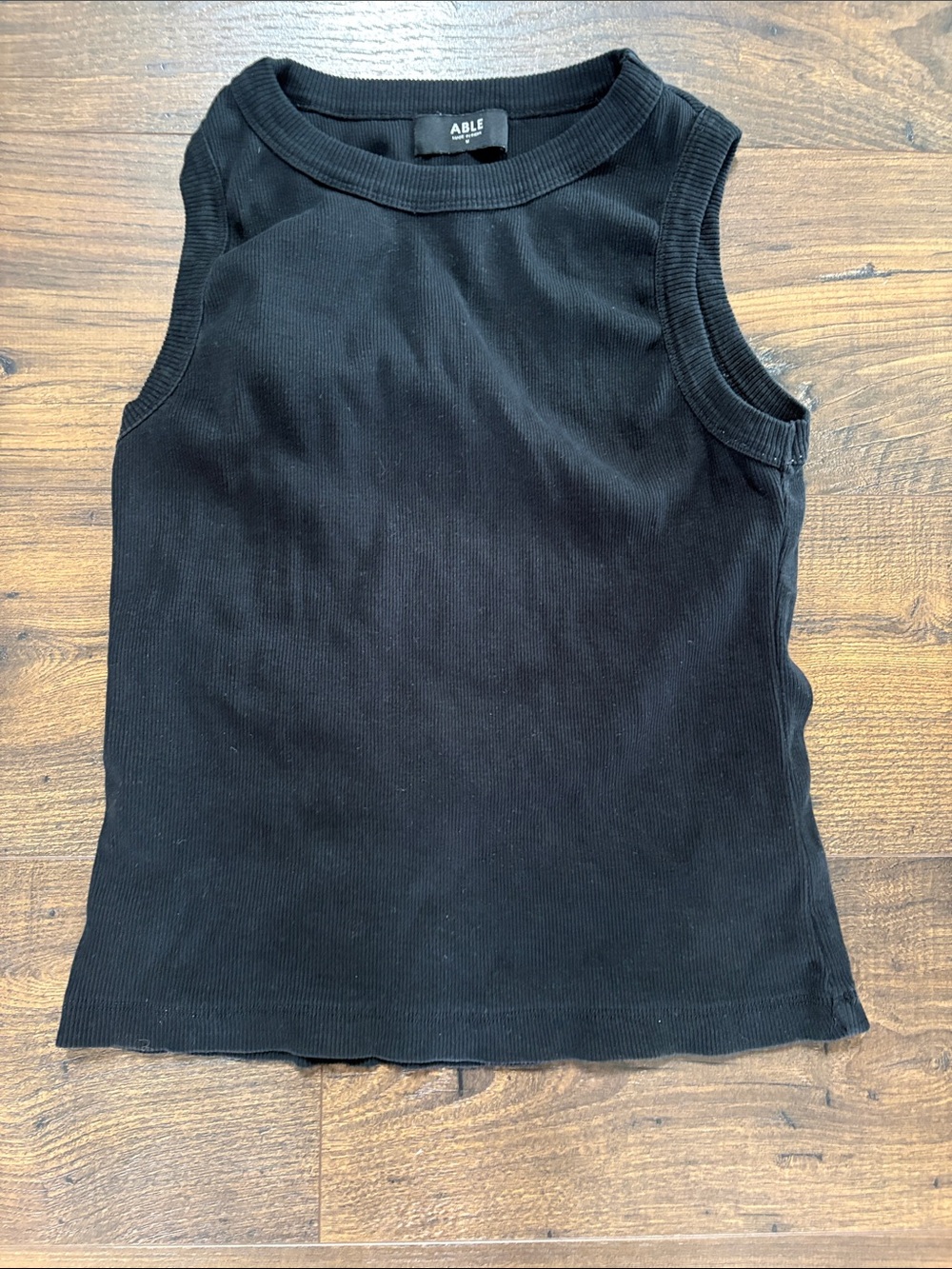 Able Black Ribbed Sleeveless Tank